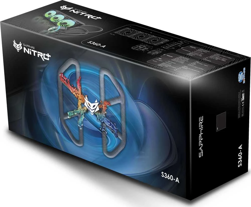 Sapphire Nitro+ S360-A All-in-One Liquid Cooler, ARGB, juodos spalvos – 360 mm