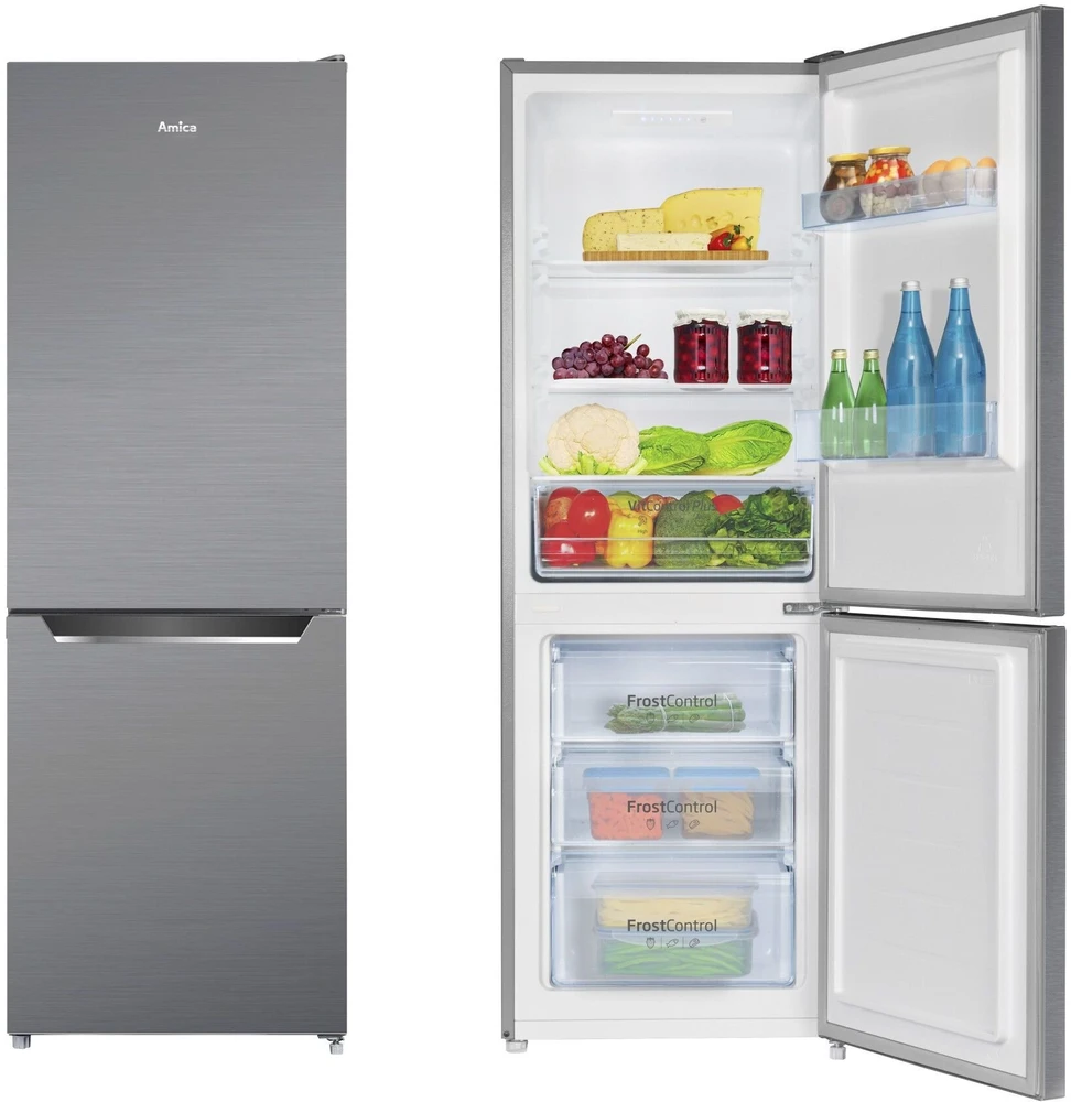 Šaldytuvas Amica freestanding fridge-šaldiklis FK2425.4UNTX(E) Sidabrinis