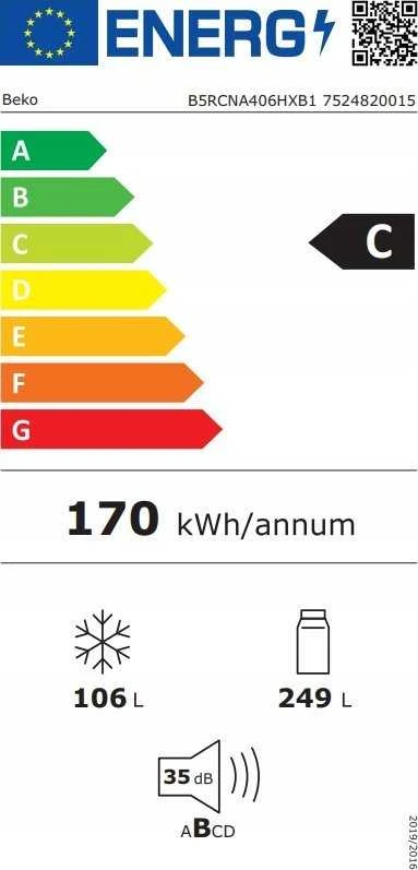 Šaldytuvas Beko Šaldytuvas su zamrażarką B5RCNA406HXB1 sr C (wysyłka towarów)