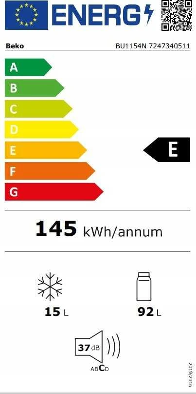 BEKO Integruojamas šaldytuvas BU1154N, E energetinė klasė, aukštis 81,8cm