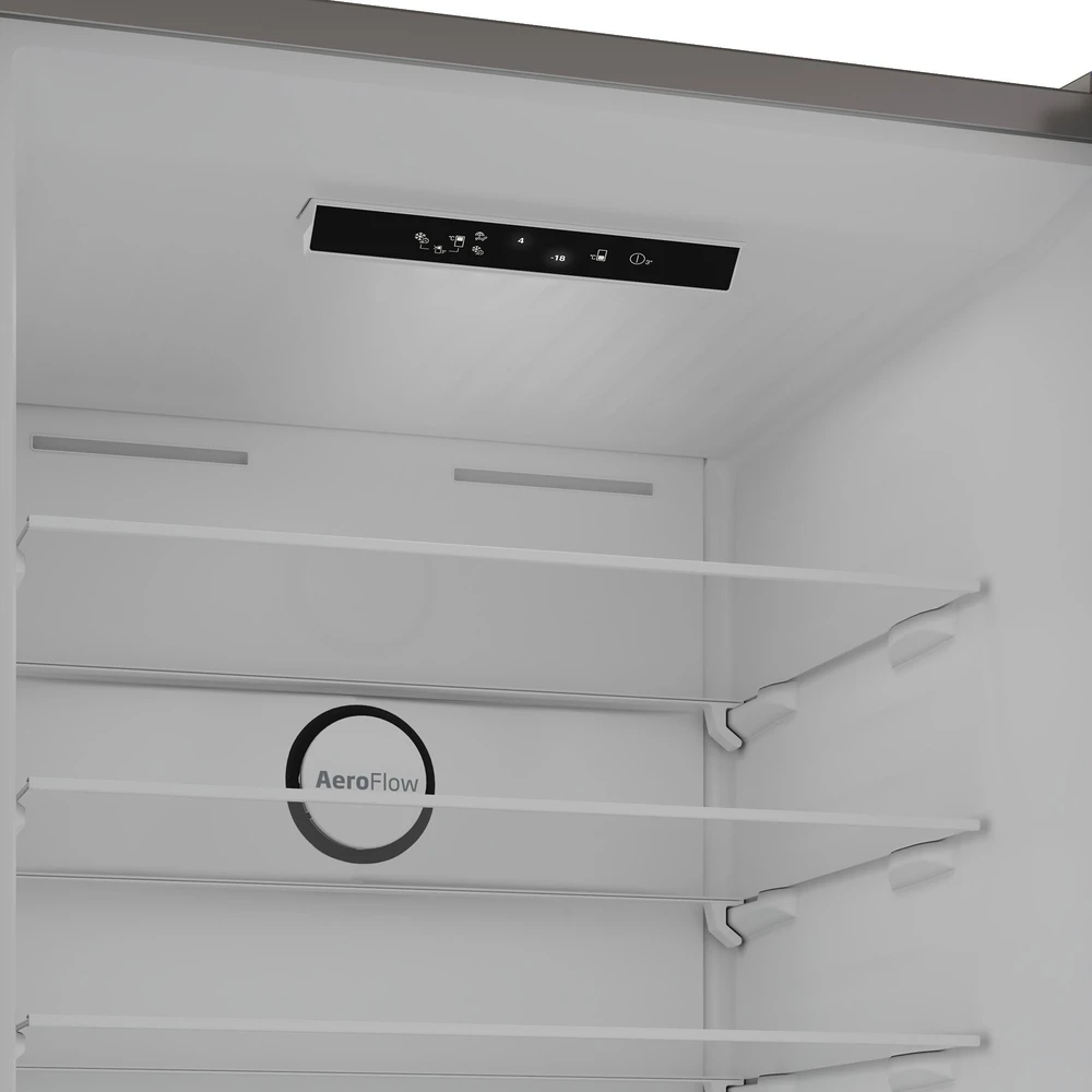 BEKO Šaldytuvas | B3RCNE564HXB | Energy efficiency class E | Free standing | Combi | Height 192 cm | No Frost system | Šaldytuvas net capacity 340 L | Šaldiklis net capacity 150 L | Ekranas | 39 dB | Nerūdijantis plienas