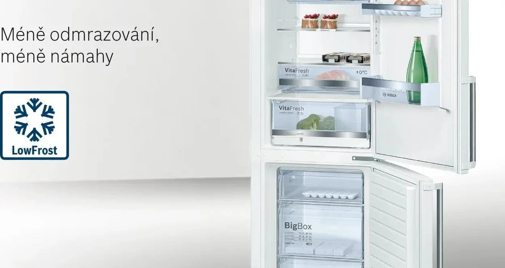 Bosch KGE49AICA Serija 6, Laisvai statomas šaldytuvas-šaldiklis su šaldiklio skyriumi apačioje, 201 x 70 cm, Nerūdijančio plieno dizainas (atsparus pirštų antspaudams)
