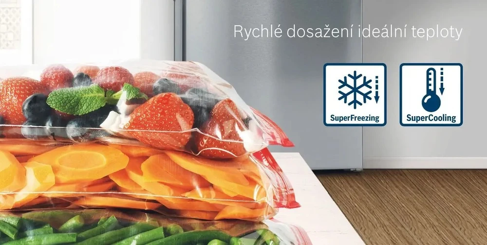 Bosch KGE49AICA Serija 6, Laisvai statomas šaldytuvas-šaldiklis su šaldiklio skyriumi apačioje, 201 x 70 cm, Nerūdijančio plieno dizainas (atsparus pirštų antspaudams)