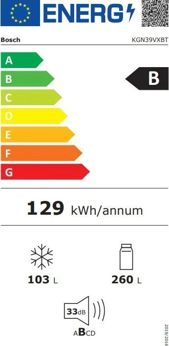 Bosch KGN39VXBT Serija 4, Laisvai statomas šaldytuvas-šaldiklis su šaldiklio skyriumi apačioje, 203 x 60 cm, Juodas stainless steel