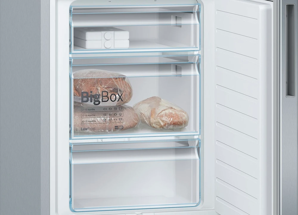 Šaldytuvas Bosch KGE36AICA, Sidabrinės spalvos