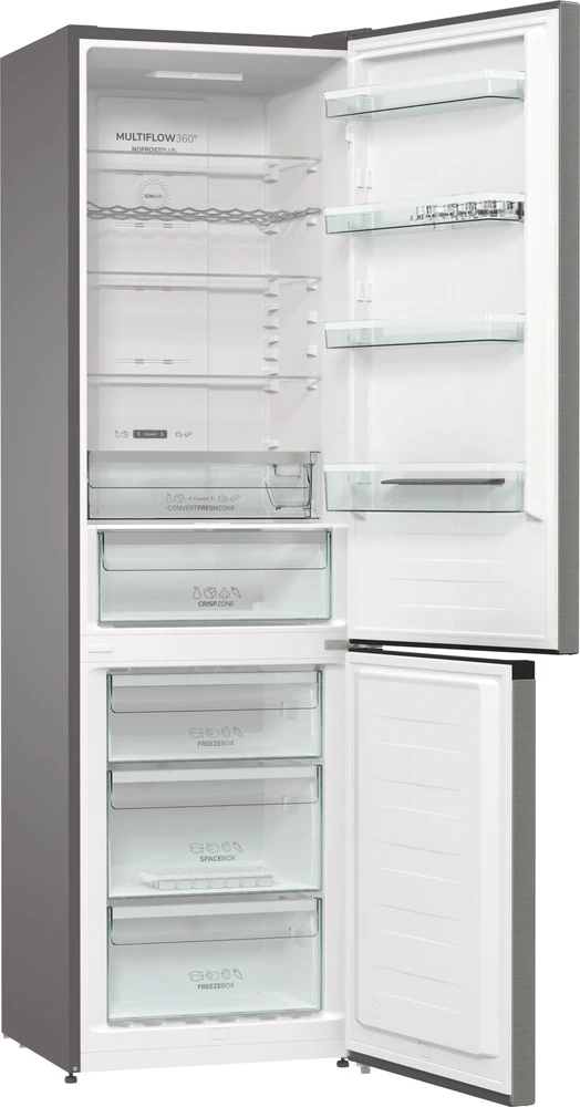 Gorenje | Šaldytuvas | NRK6202AXL4 | Energy efficiency class E | Free standing | Combi | Height 200 cm | No Frost system | Šaldytuvas net capacity 235 L | Šaldiklis net capacity 96 L | Ekranas | 38 dB | Nerūdijantis plienas