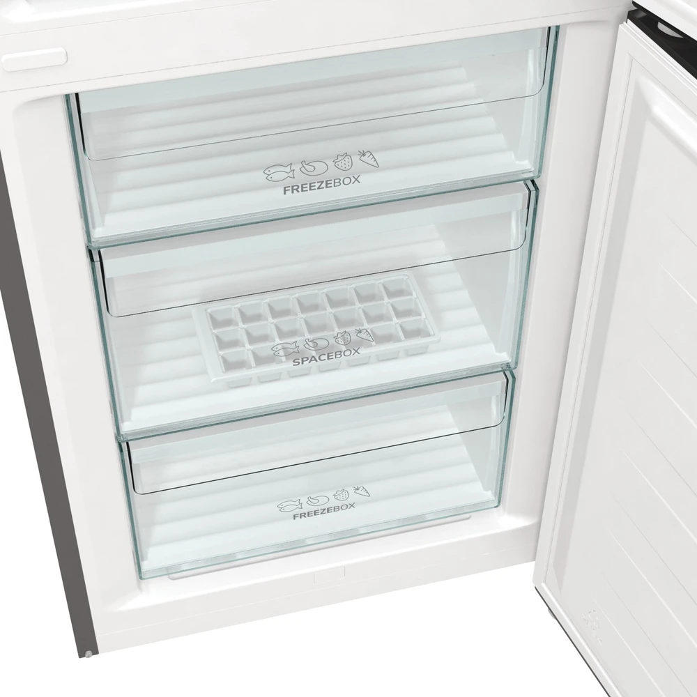 Gorenje | Šaldytuvas | NRK6202AXL4 | Energy efficiency class E | Free standing | Combi | Height 200 cm | No Frost system | Šaldytuvas net capacity 235 L | Šaldiklis net capacity 96 L | Ekranas | 38 dB | Nerūdijantis plienas