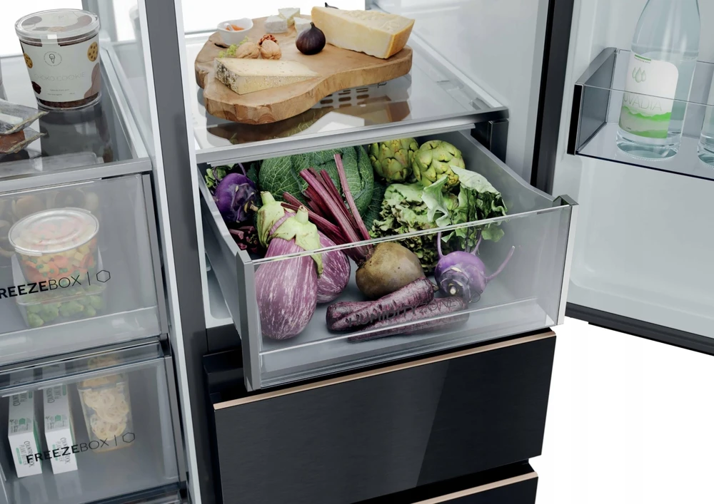 Šaldytuvas Haier S+ 4D 7 No Frost 601 L aukštis 190 cm juodas - SBS šaldytuvas (HSPR79F19DNGG)