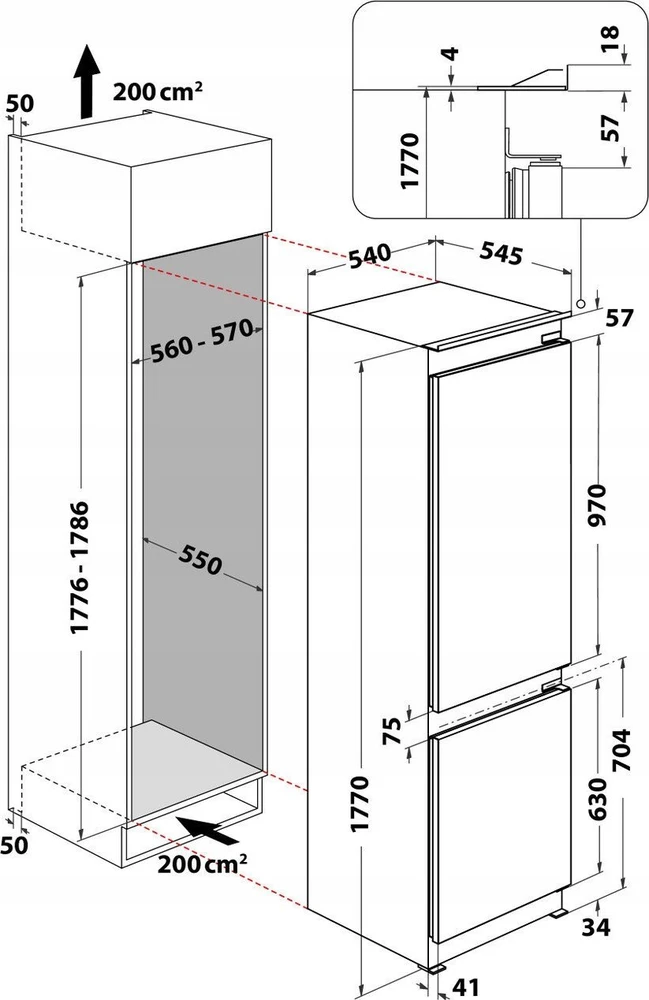 Šaldytuvas Indesit INC18 T112 baltas built-in fridge-šaldiklis