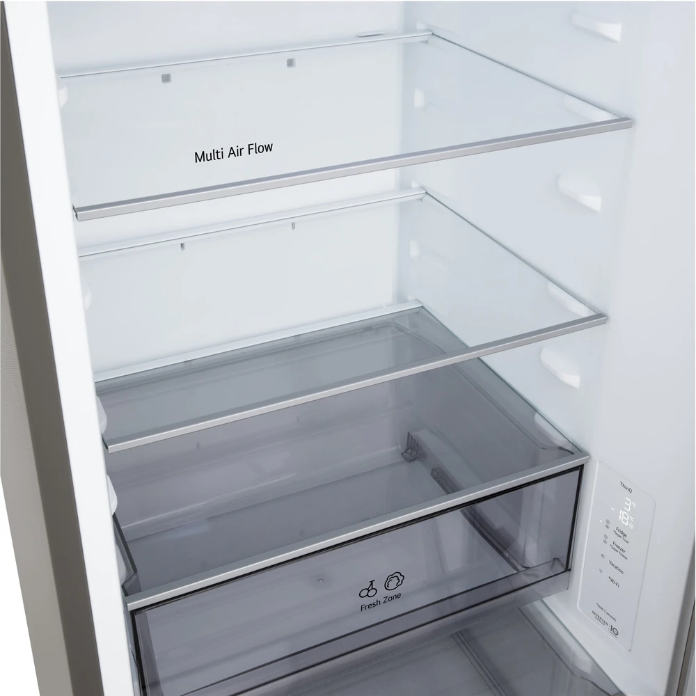 LG Šaldytuvas | GBBSJ10EPY | Energy efficiency class E | Free standing | Combi | Height 186 cm | No Frost system | Šaldytuvas net capacity 220 L | Šaldiklis net capacity 113 L | Ekranas | 35 dB | Prime Sidabrinis