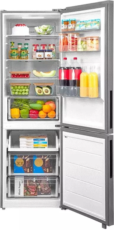 Midea Šaldytuvas | MDRB548MME46 | Energijos efektyvumo klasė E | Laisvai stovintis | Kombinuotas | Aukštis 186 cm | No Frost sistema | Šaldytuvo grynoji talpa 271 L | Šaldiklio grynoji talpa 130 L | 35 dB | Pilkas