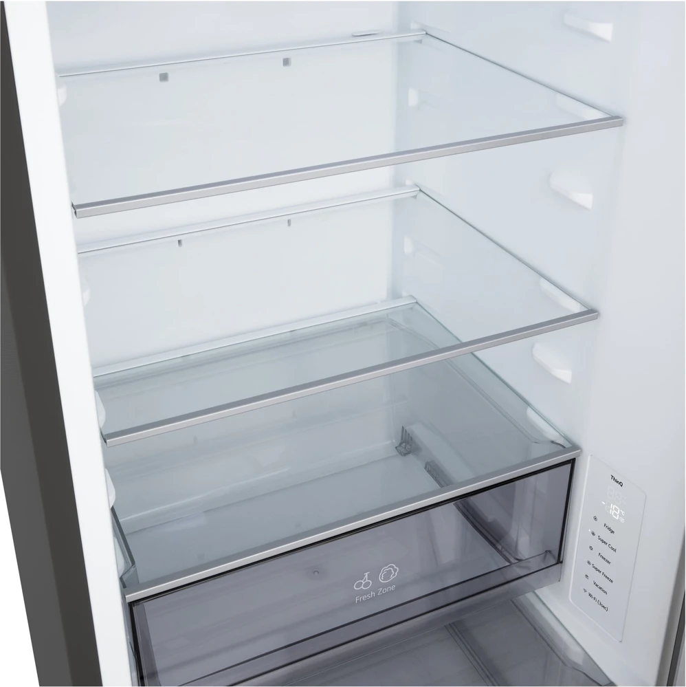 LG Šaldytuvas | GBBSJ10EEP | Energy efficiency class E | Free standing | Combi | Height 186 cm | No Frost system | Šaldytuvas net capacity 220 L | Šaldiklis net capacity 113 L | Ekranas | 35 dB | Essence Matte Juodas