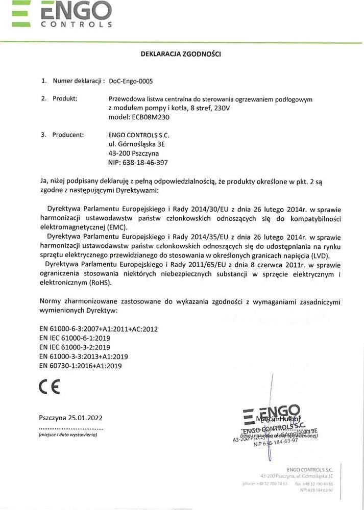 Engo Controls ENGO ECB8-230 – 8 zonų, 230V, grindinio šildymo valdymo blokas