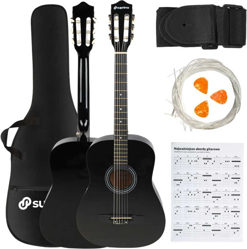 Carruzzo SUPRIMO CGS2 BK 4/4 klasikinė gitara, juoda, mokymuisi
