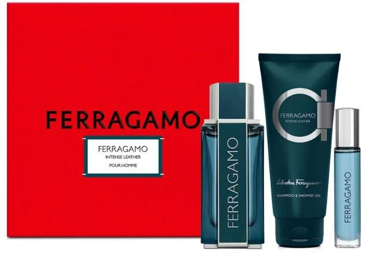Salvatore Ferragamo Set : Intense Leather, Eau De Parfum, For Men, 100 ml + Intense Leather, Eau De Parfum, For Men, 10 ml + Intense Leather, Dušo želė, All Skin Types, 100 ml For Men