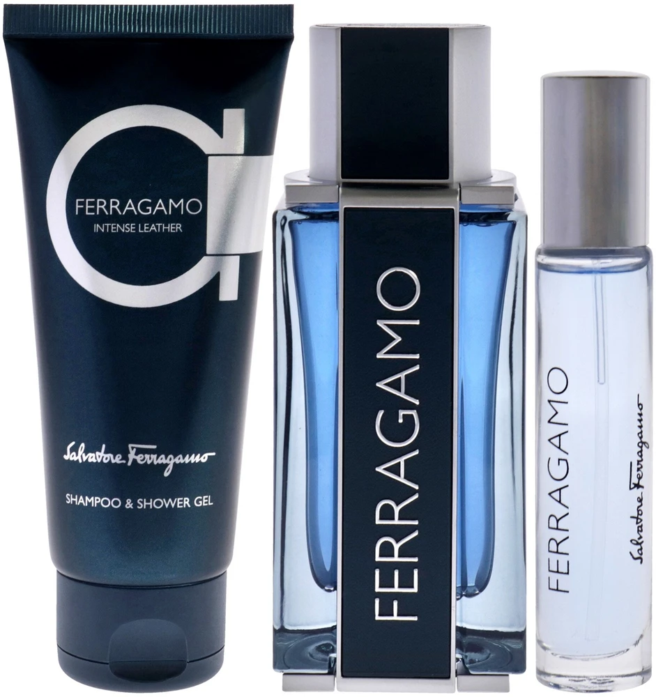 Salvatore Ferragamo Set : Intense Leather, Eau De Parfum, For Men, 100 ml + Intense Leather, Eau De Parfum, For Men, 10 ml + Intense Leather, Dušo želė, All Skin Types, 100 ml For Men