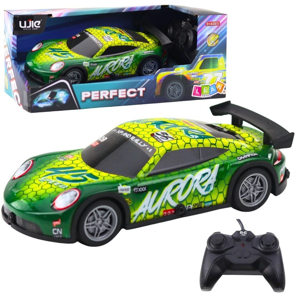 Lean Toys Nuotoliniu būdu valdomas lenktyninis automobilis su šviečiančiu korpusu 27MHz