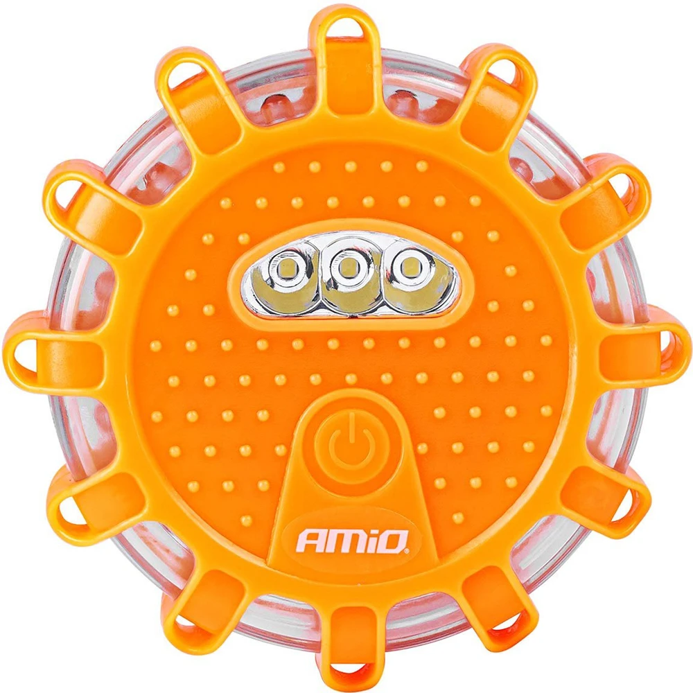 Įspėjamoji LED lemputė automobiliui, 12+3 SMD, 650 mAh, raudona, su akumuliatoriumi AMIO-04673