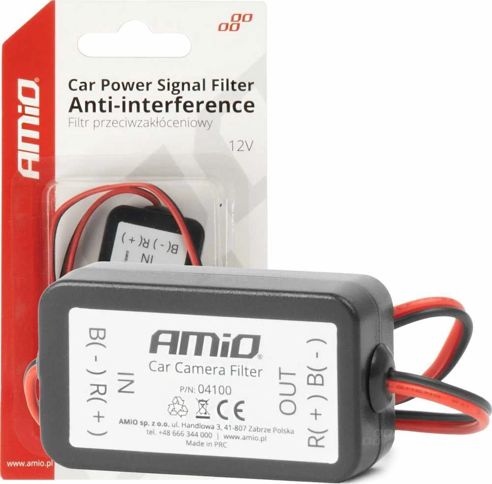 Automobilinis signalo filtras nuo trukdžių 12V AMIO-04100