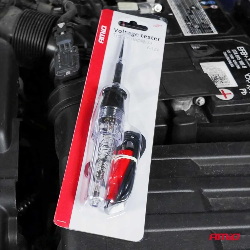 Automobilinis įtampos testeris 6–12V su „krokodilo“ gnybtu, AMIO-04272
