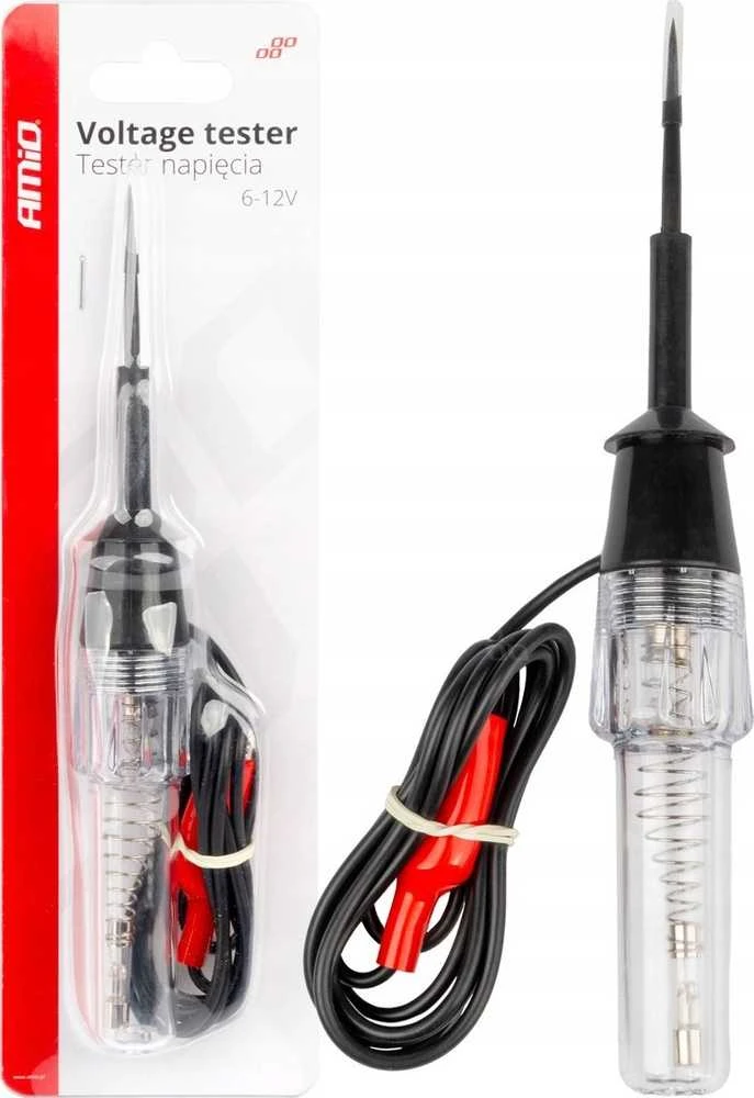 Automobilinis įtampos testeris 6–12V su „krokodilo“ gnybtu, AMIO-04272