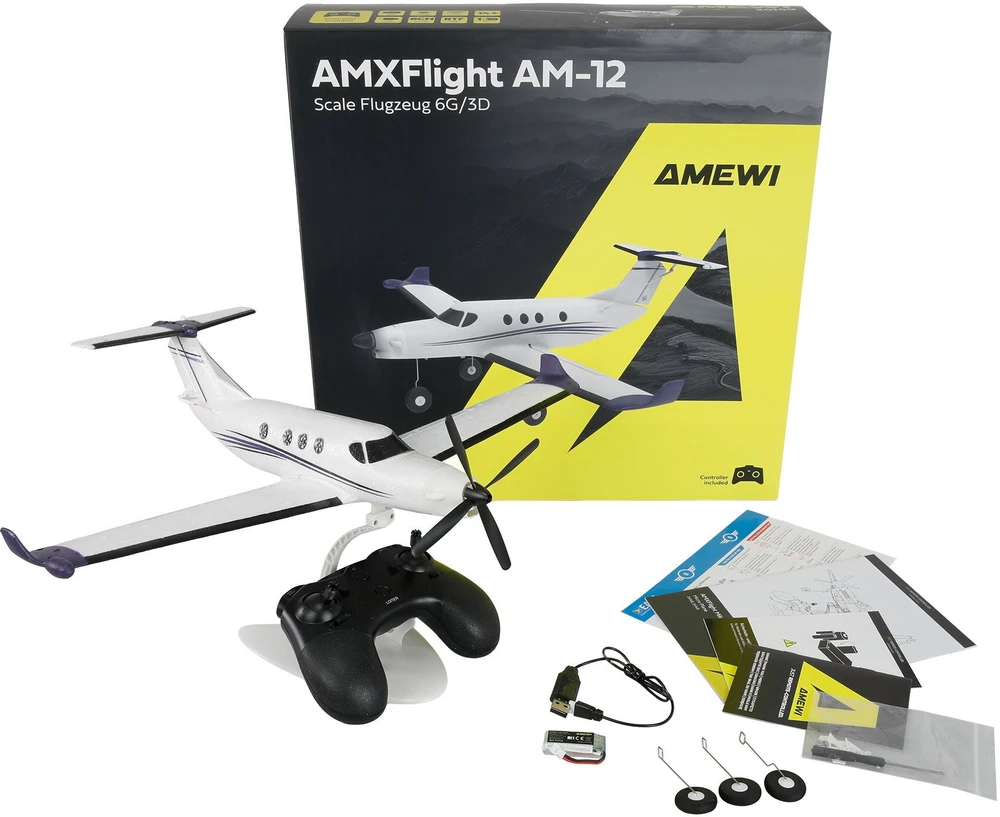 Valdomas lėktuvas Amewi AMXFlight AM-12 450mm 6G/3D 6 kanalų RTF 14+