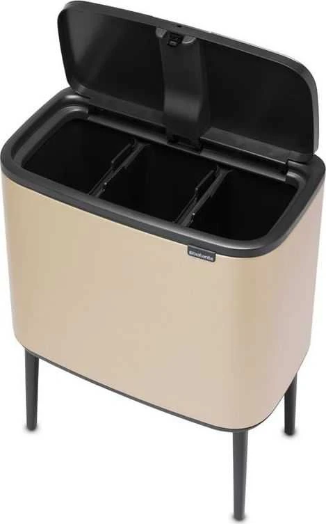 Šiukšlių dėžė Brabantia Bo Touch, 3 x 11 l, Šampano spalvos