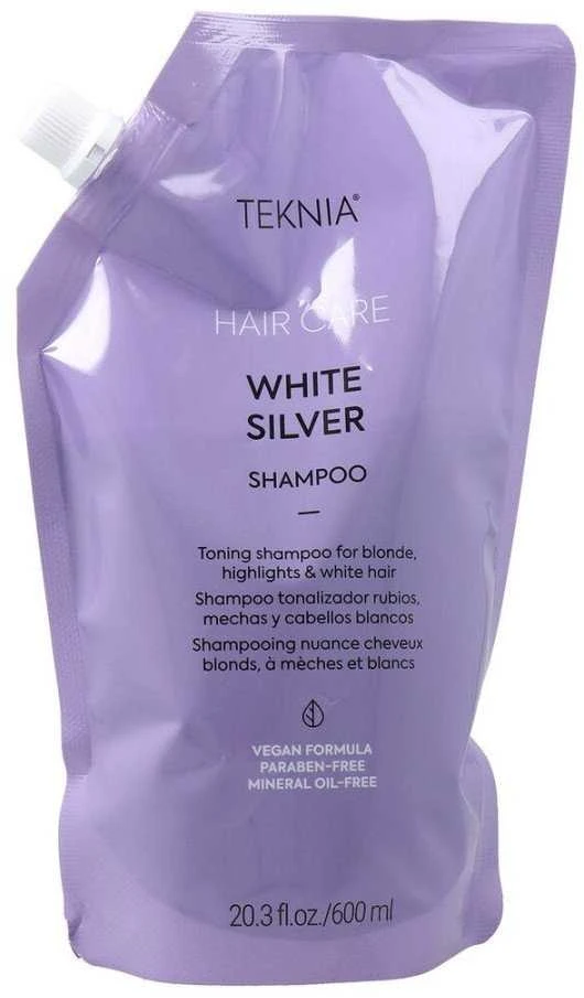 Lakmé Teknia Baltas Sidabrinis Šampūnas Refill šampūnas šviesiems ir žiliems plaukams - papildymas, 600 ml
