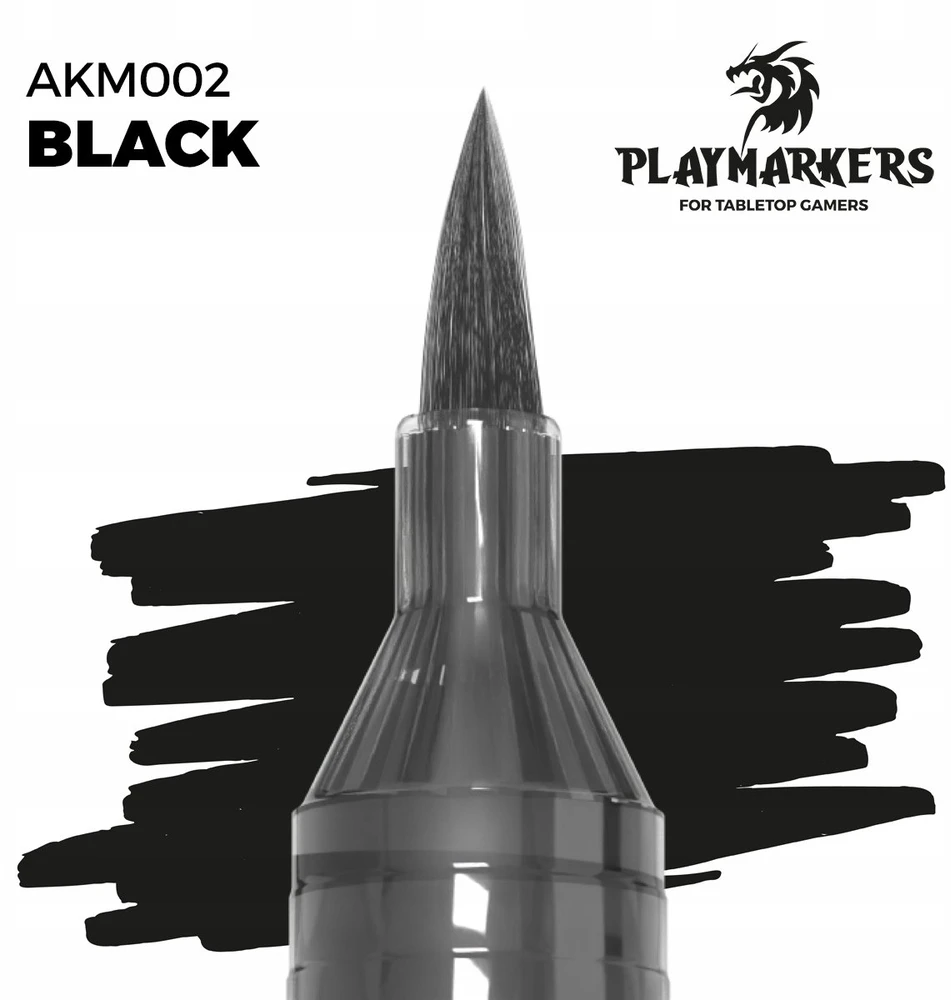 AK Interactive juodas akrilinis žymeklis su teptuku PLAYMARKER