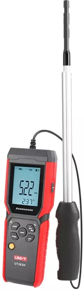 Termo anemometras ; 0~30m/s; -20~70C; 0~999900m³/min, pasirenkama ortakių forma, UNI-T