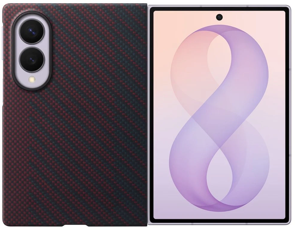 Dėklas KF971SRE Carbon Magnet Samsung Galaxy Fold 8, Raudona