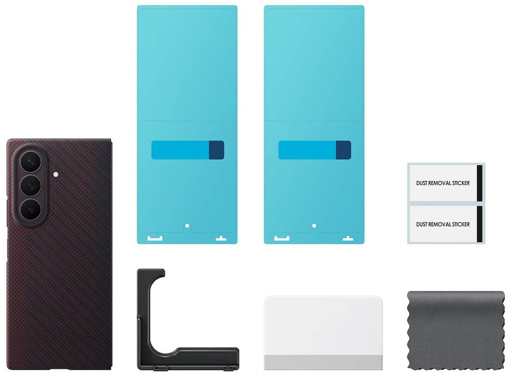 Dėklas KF976SRE anglies magnetas Samsung Galaxy Fold 8 Ultra, Raudona