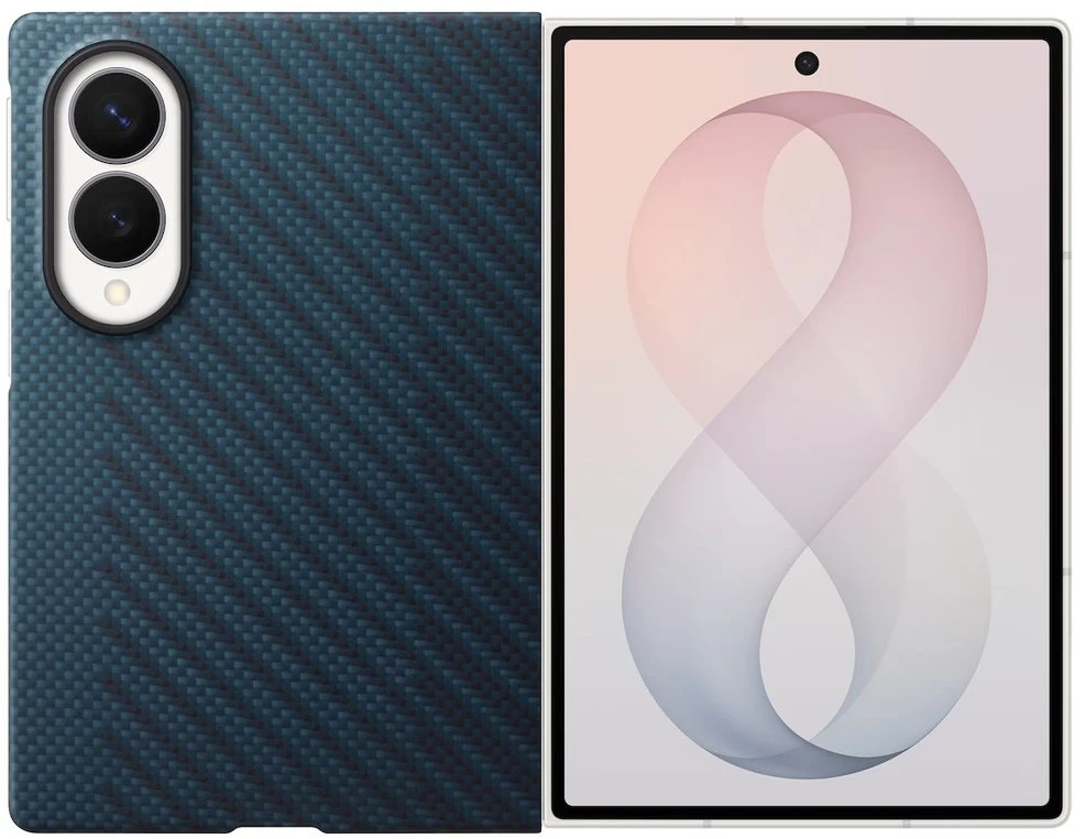 Dėklas KF971SNE anglies pluošto magnetas „Samsung Galaxy Fold 8“, tamsiai mėlynas