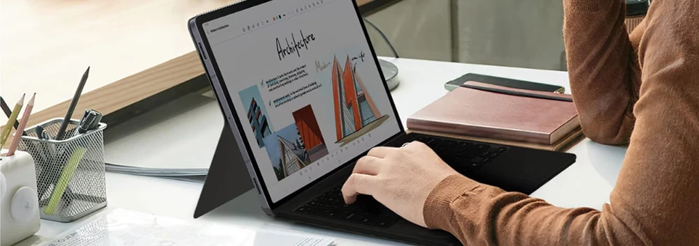 DX925UWE Knygų viršelis Klaviatūra Samsung Galaxy Tab S10 Ultra/S9 Ultra, Baltas