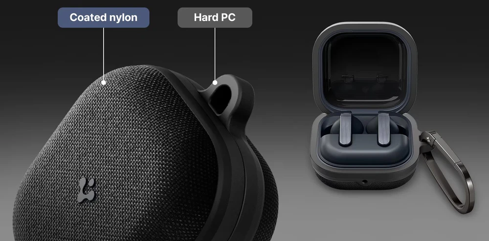 Dėklas Samsung Spigen Urban Fit do Samsung Galaxy Buds4 / Buds4 Pro juoda