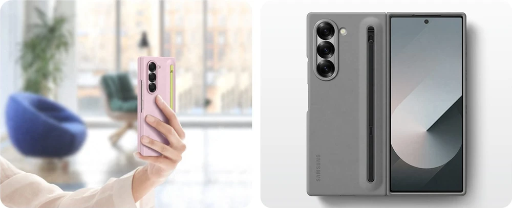 Dėklas Samsung Galaxy Fold6 Slim S-Pen dangtelis pilkas