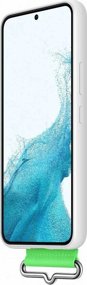 Dėklas GS901TWE silikoninis dangtelis su dirželiu, skirtas Samsung Galaxy S22, Baltas (Baltas)