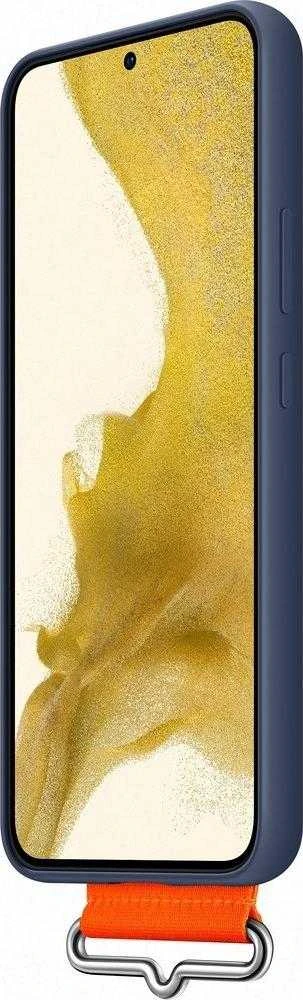 Dėklas GS906TWE silikoninis dangtelis su dirželiu, skirtas Samsung Galaxy S22 Plus Baltas (Mėlyna)