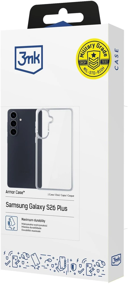 3mk šarvuotas dėklas, skirtas „Samsung Galaxy S26+“ - skaidrus