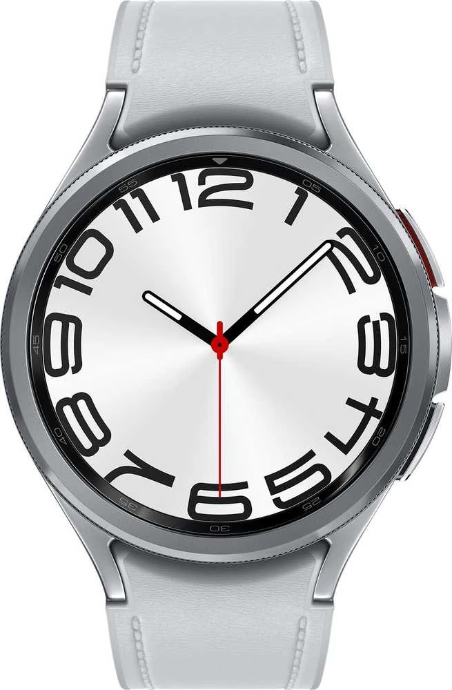 Išmanusis laikrodis Samsung Galaxy Watch 6 Classic LTE, 47 mm, Sidabrinės spalvos korpusas su pilkos spalvos dirželiu