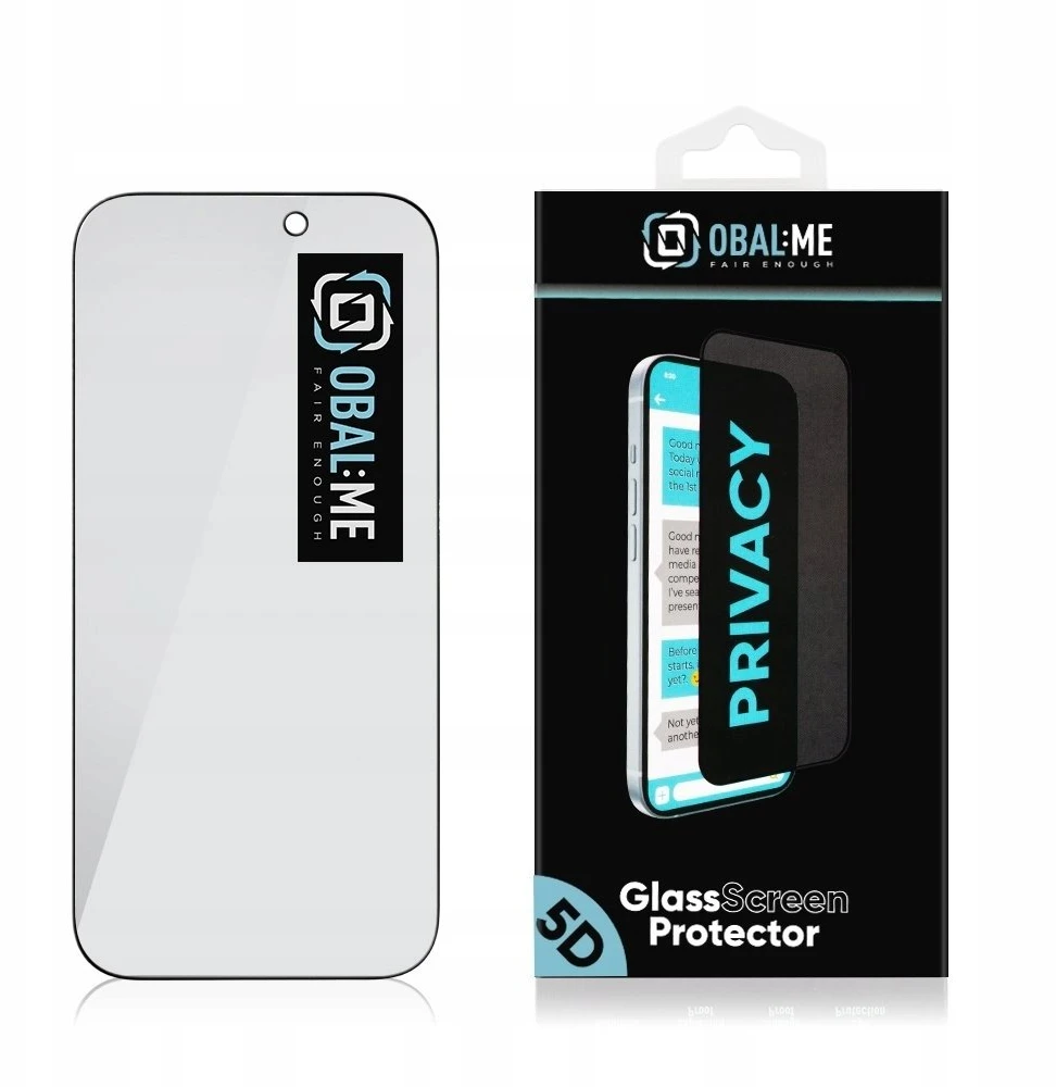 OBAL:ME Privacy 5D Apsauginis stiklas Screen Protector skirtas Apple iPhone 17 Pro Max Juodas