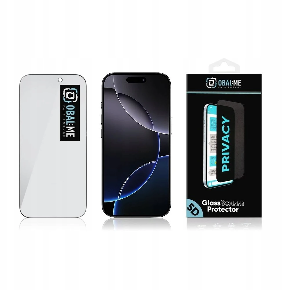 OBAL:ME Privacy 5D Apsauginis stiklas Screen Protector skirtas Apple iPhone 17 Pro Max Juodas