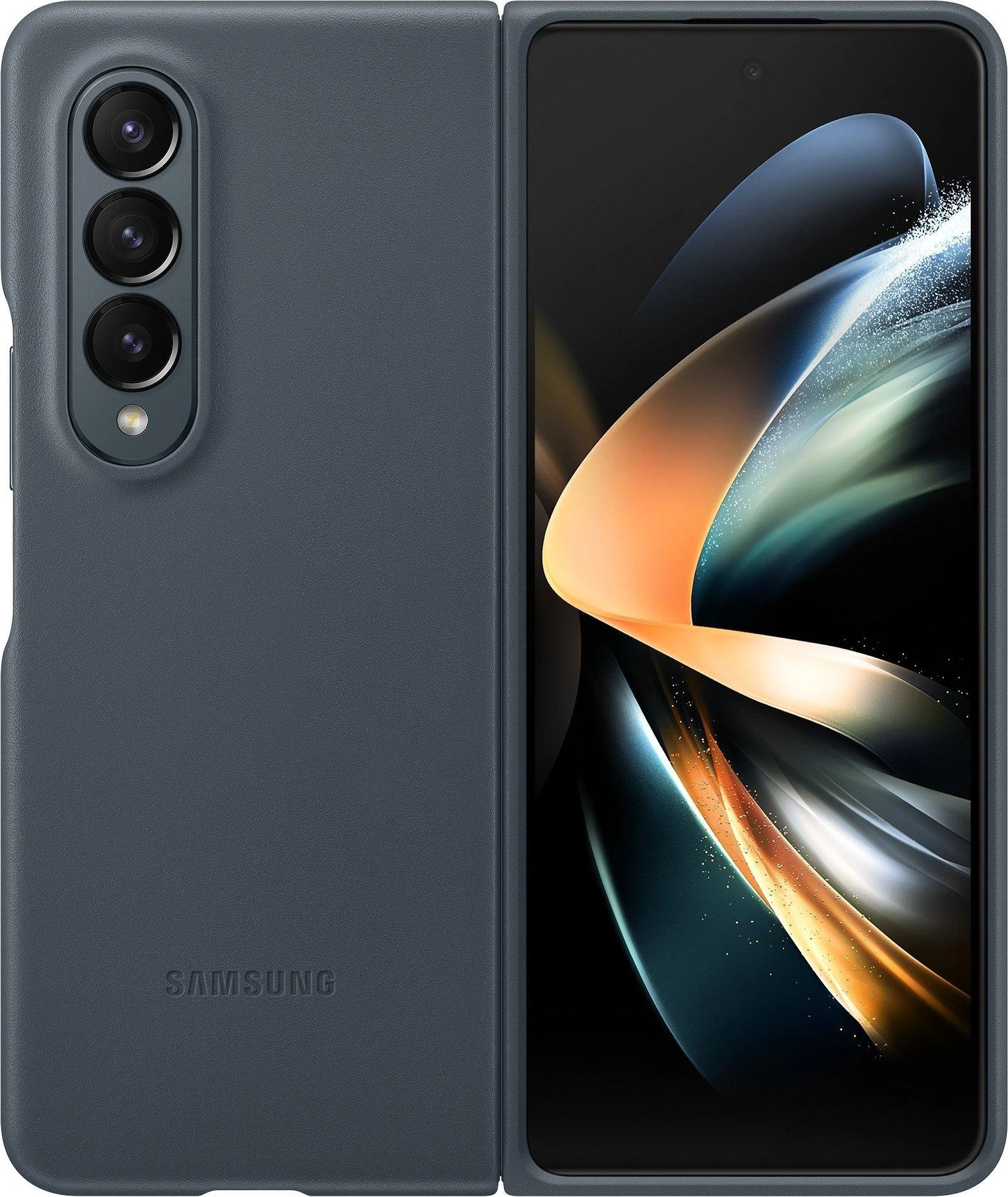 Dėklas „Samsung Galaxy Fold4“ odinis dangtelis pilkai žalias