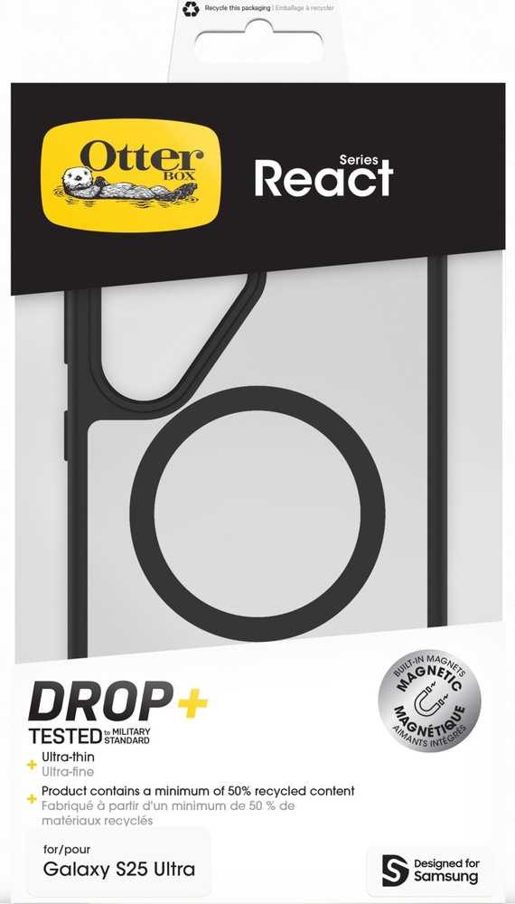Samsung Dėklas Samsung Otterbox React Magnet skirtas Galaxy S25 Ultra juodas