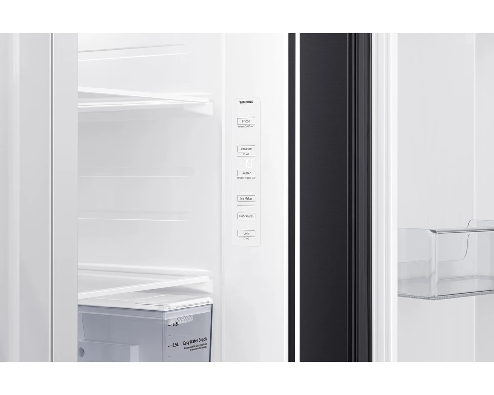 Dviduris šaldytuvas Samsung Side by Side Series 4 RS64DG5303B1EF, su vandens ir ledukų dispenseriu, Juodas