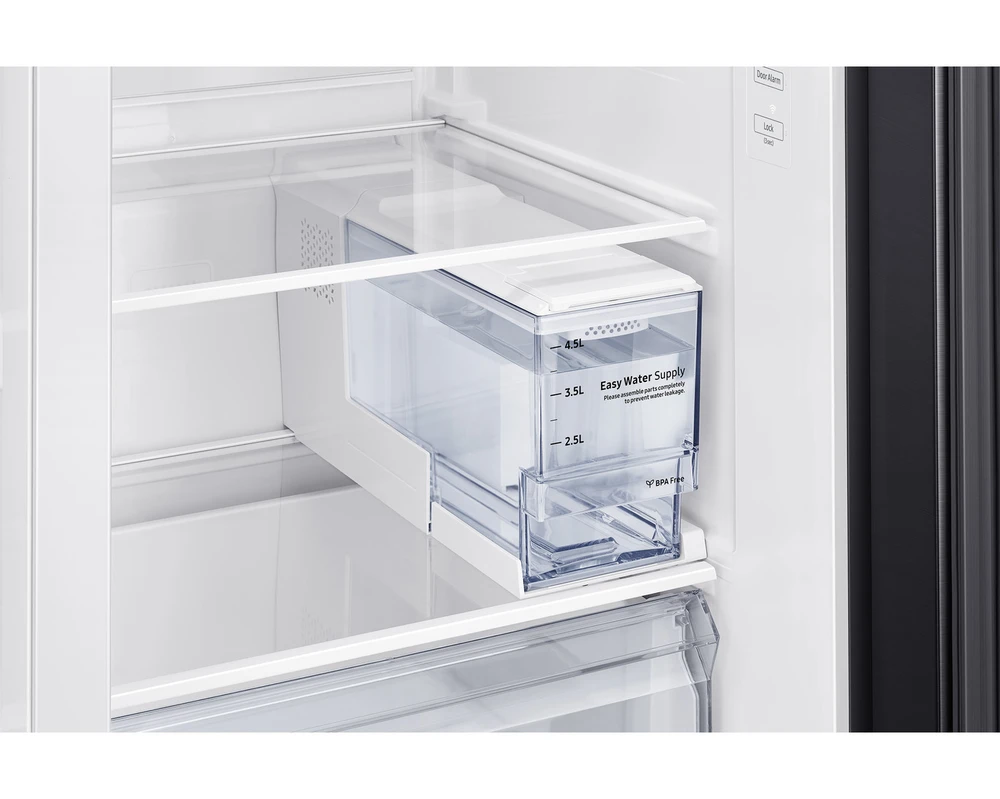 Dviduris šaldytuvas Samsung Side by Side Series 4 RS64DG5303B1EF, su vandens ir ledukų dispenseriu, Juodas