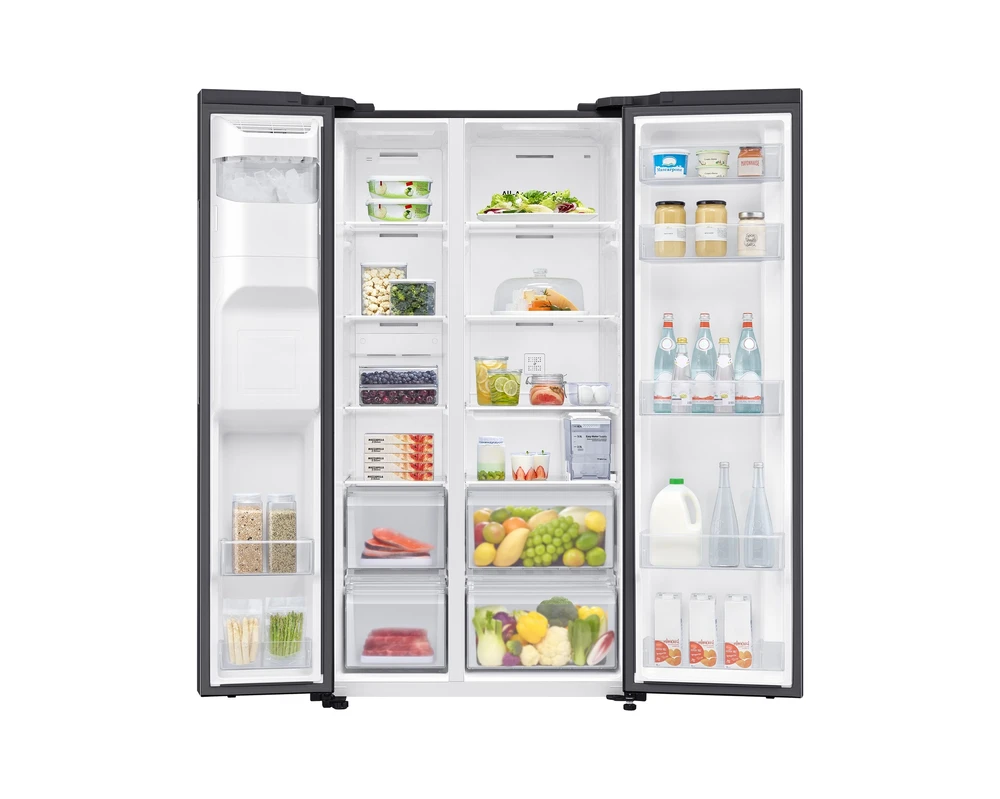 Dviduris šaldytuvas Samsung Side by Side Series 4 RS64DG5303B1EF, su vandens ir ledukų dispenseriu, Juodas