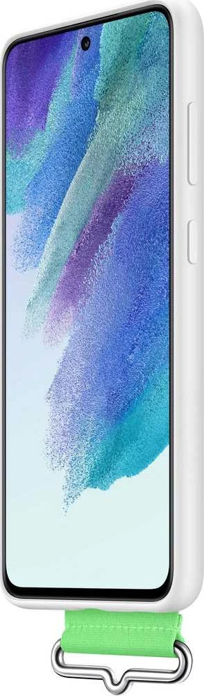 Dėklas GG990TWE silikoninis dangtelis su dirželiu, skirtas Samsung Galaxy S21 FE, Baltas (Baltas)