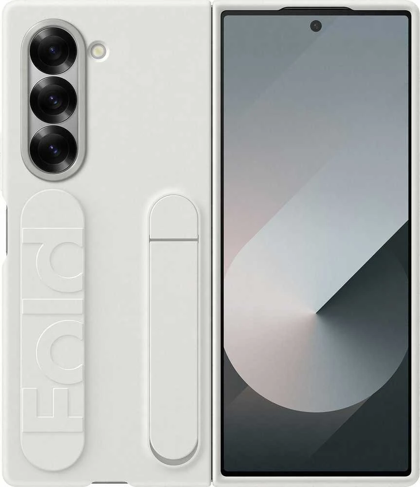 Dėklas Samsung Galaxy Fold6 stovimas dangtelis su dirželiu Baltas