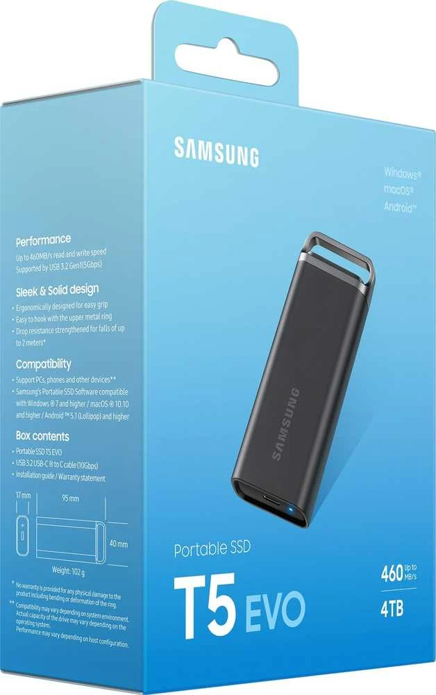 Nešiojamas kietasis diskas Samsung MU-PH4T0S/EU Portable SSD 4TB/T5 EVO USB 3.2 Gen 1